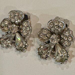 Elegant Silver Flower Clip-On Earrings